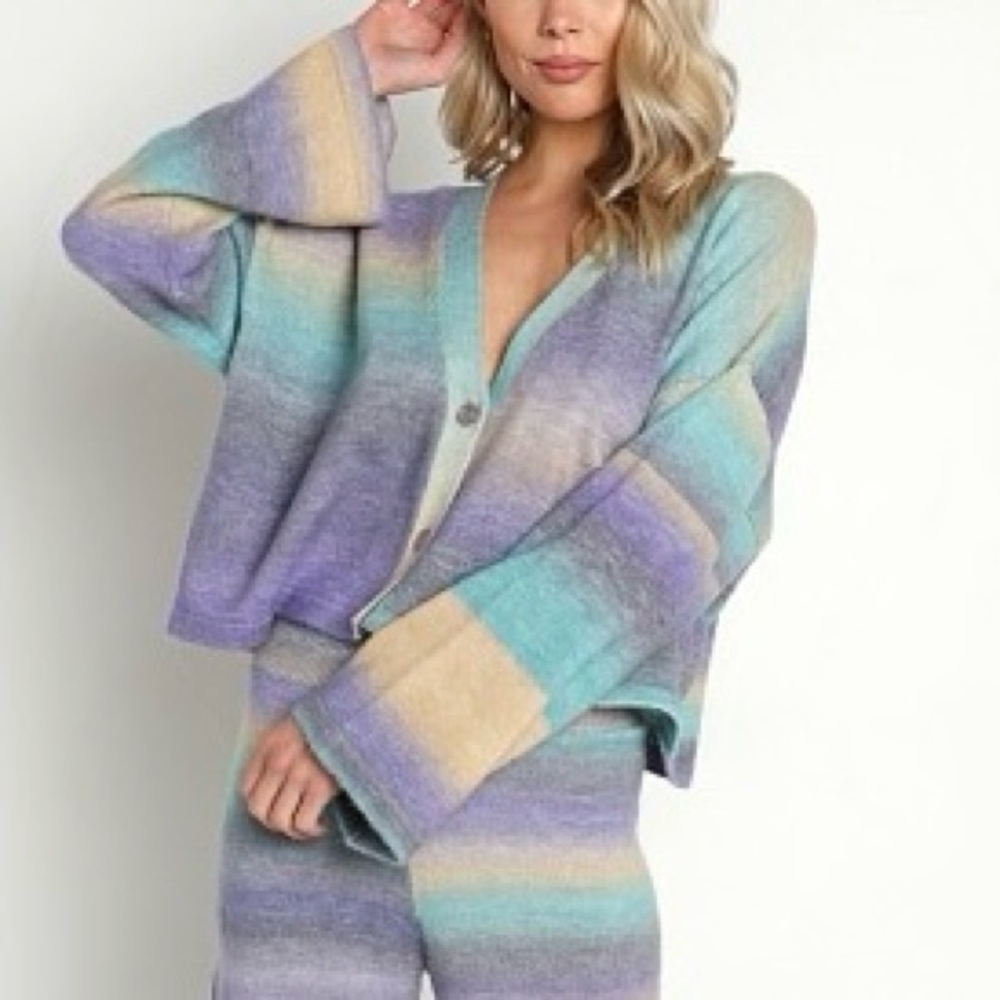 Beach Riot Revolve Judith multicolour striped wide-sleeve cardigan sweater. 💜